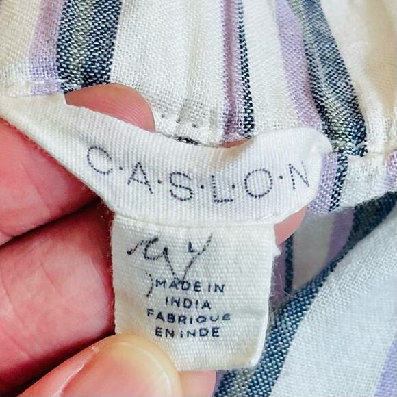 Nordstroms Caslon Linen Blend High Rise Striped Wide Leg Pants NEW Large - Picture 3 of 10